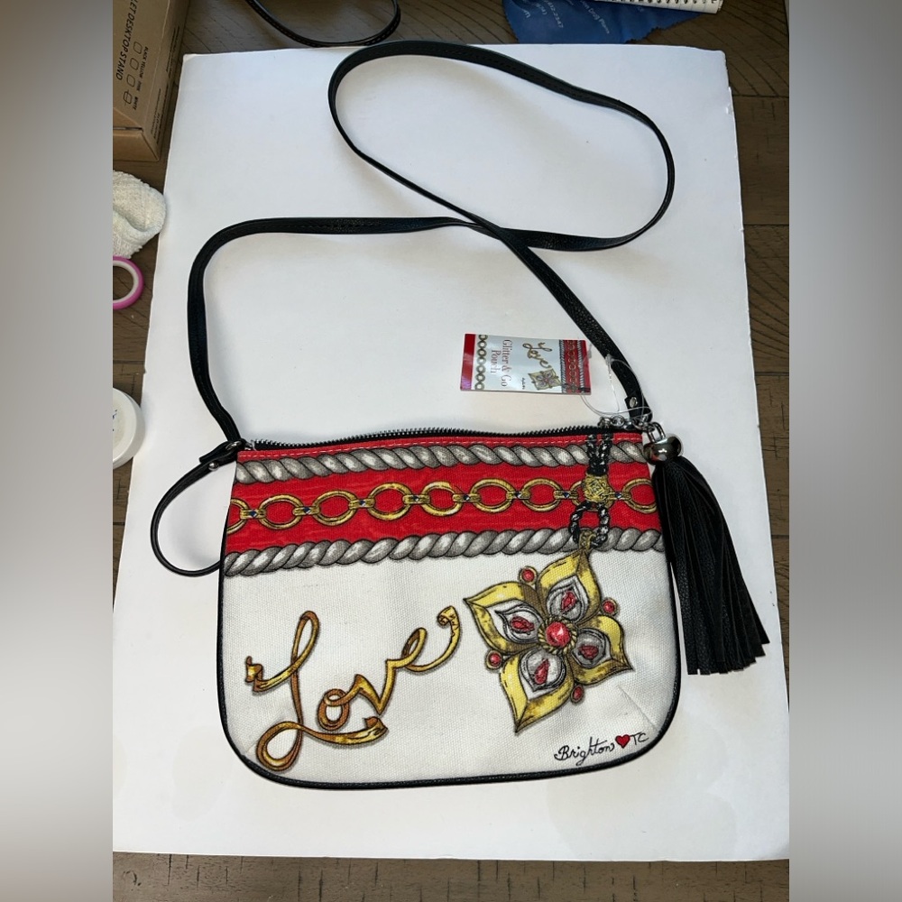 Brighton GLITTER & Go Pouch crossbody. 10x7.5” NWT no tears, clean , canvas